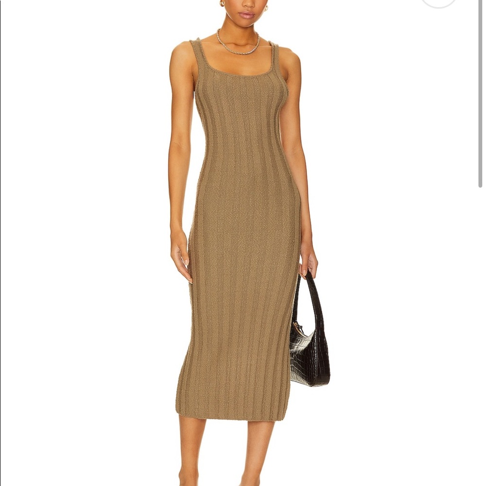 Santos Sweater Midi Dress in Olive Stone